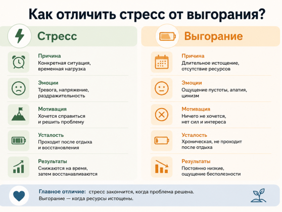 Как отличить стресс от выгорания?