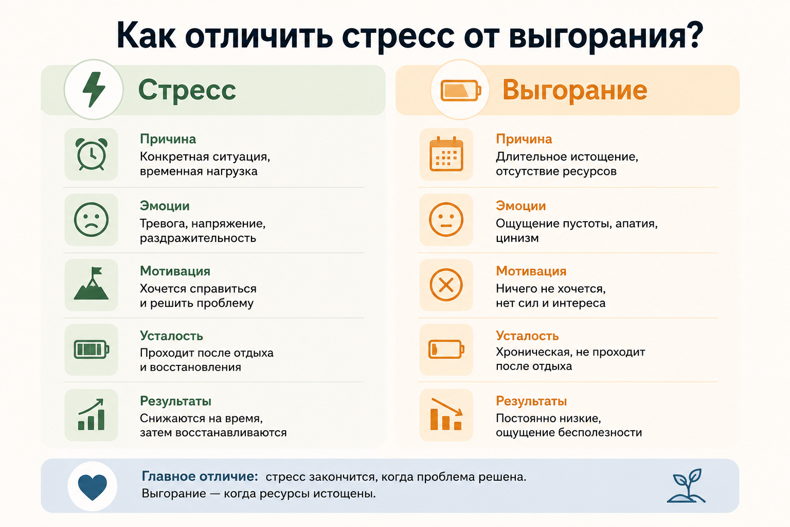 Как отличить стресс от выгорания?