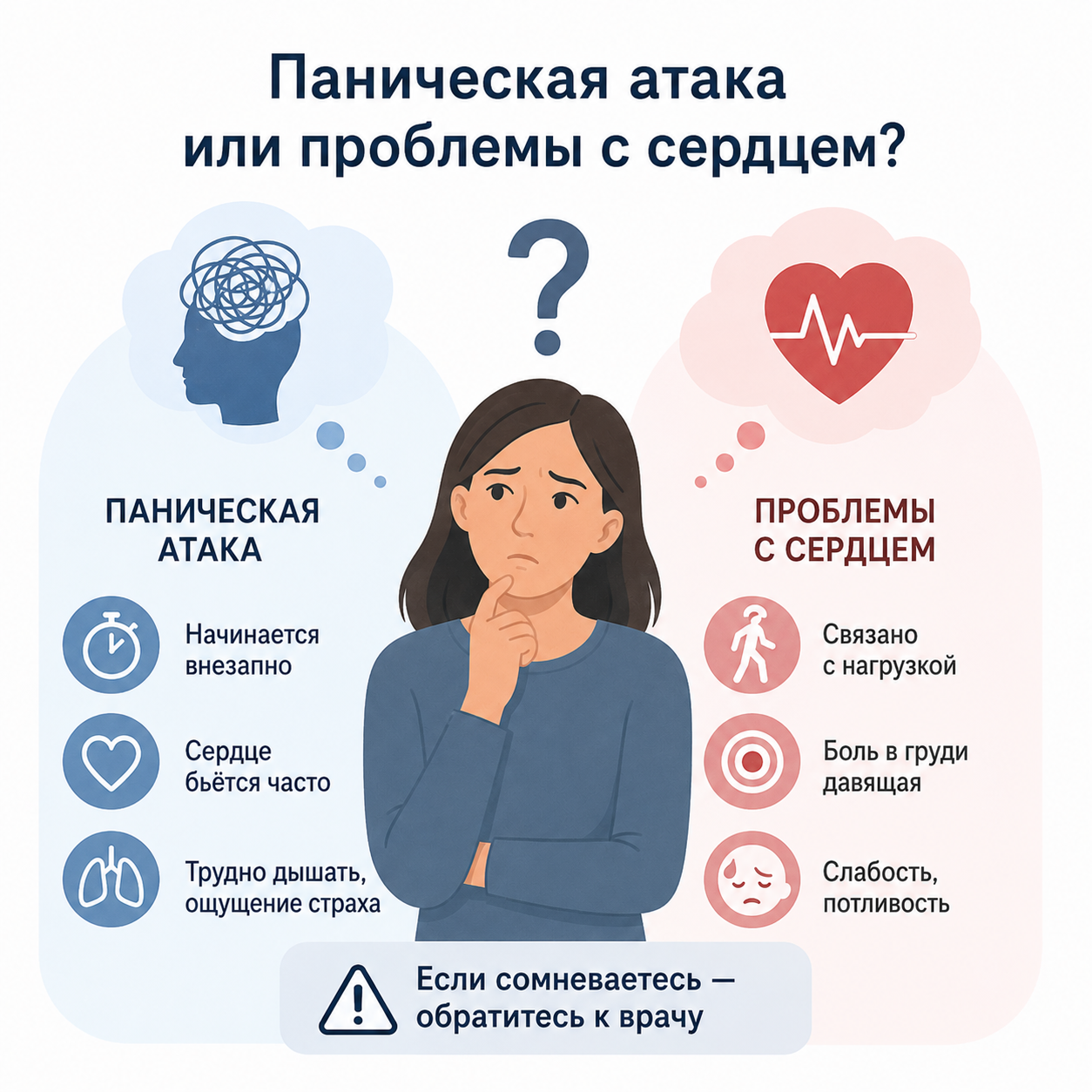 Как понять, что у меня панические атаки, а не проблемы с сердцем?