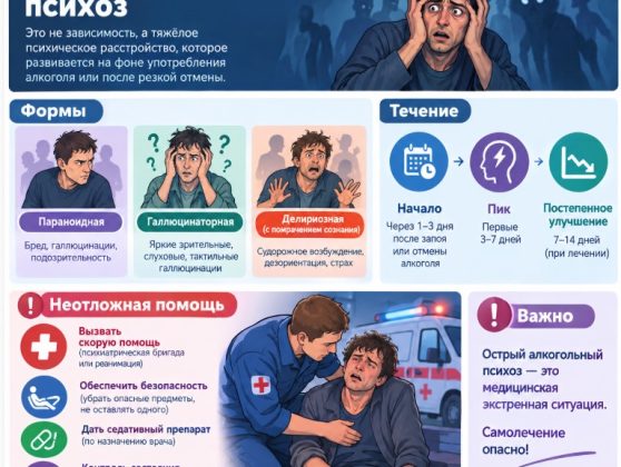 Острый алкогольный психоз: формы, течение и неотложная помощь